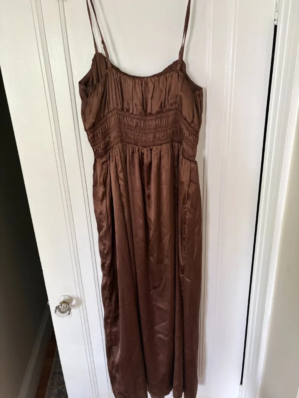Abercrombie & Fitch Brown Satin Maxi Dress XLT